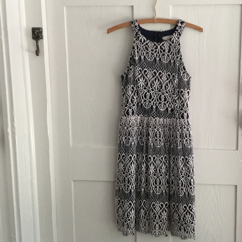 navy blue dress with lace